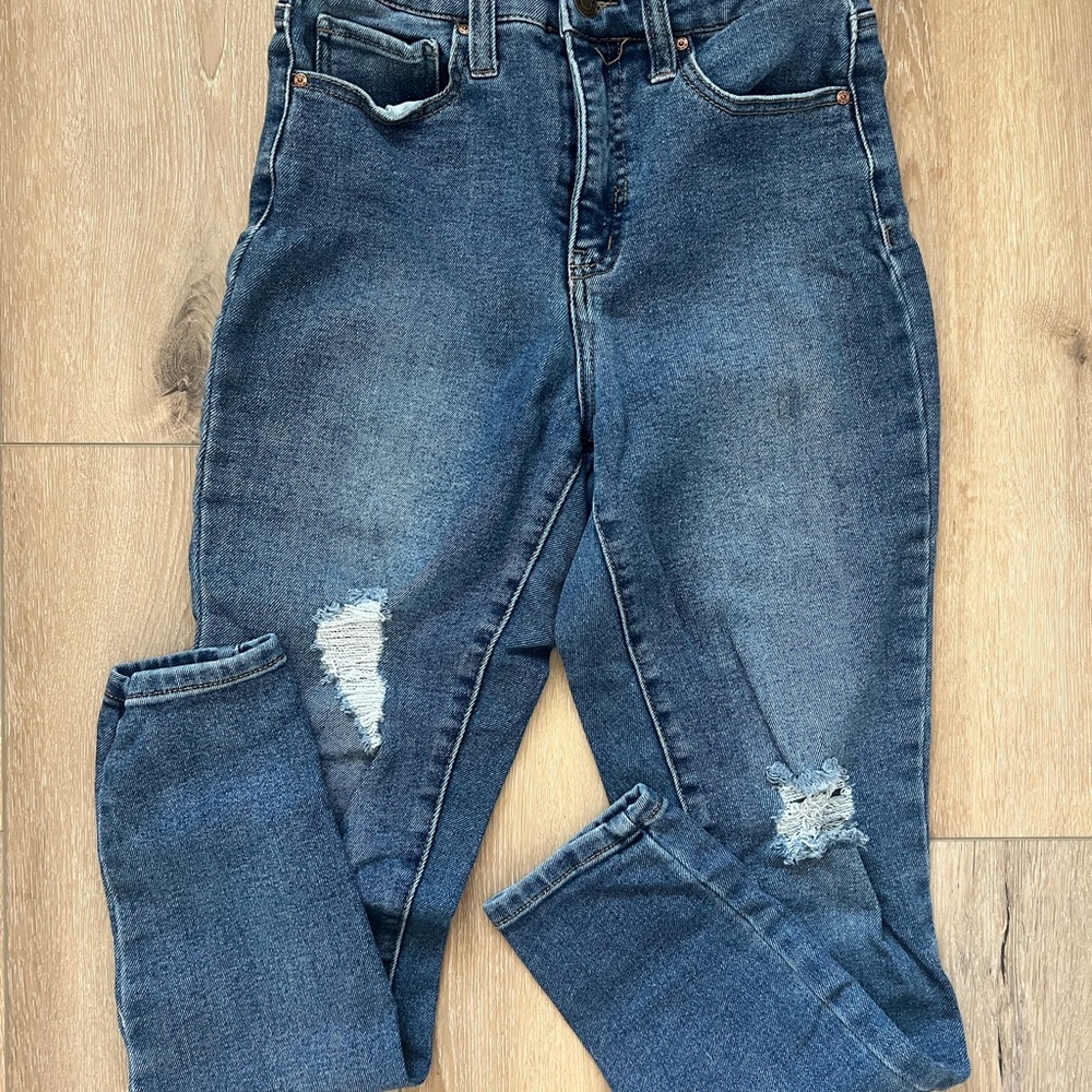 RSQ Women's Blue Distressed Curvy Skinny Jeans